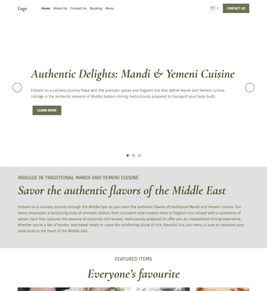 Middle Eastern restaurant template preview