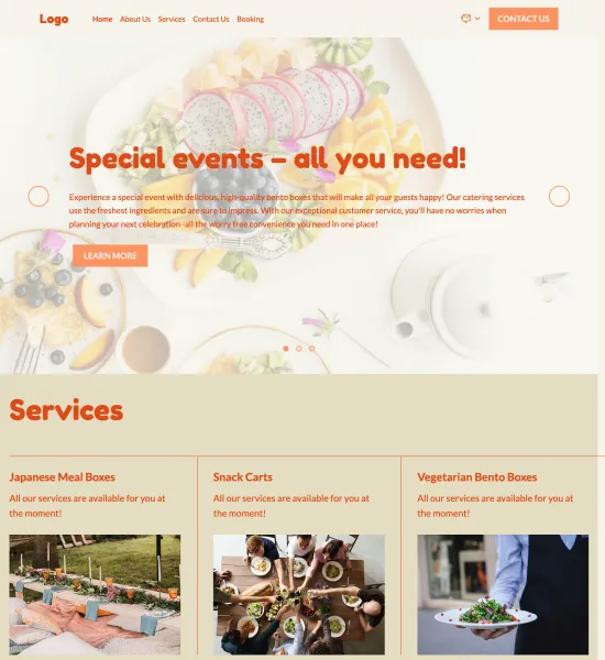 bento box catering template preview