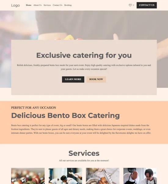 bento box catering template preview