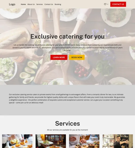 private dinner catering template preview