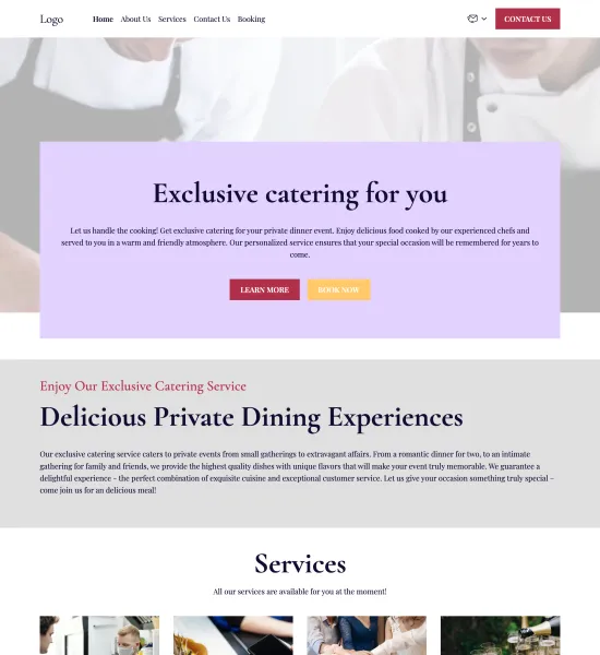 private dinner catering template preview