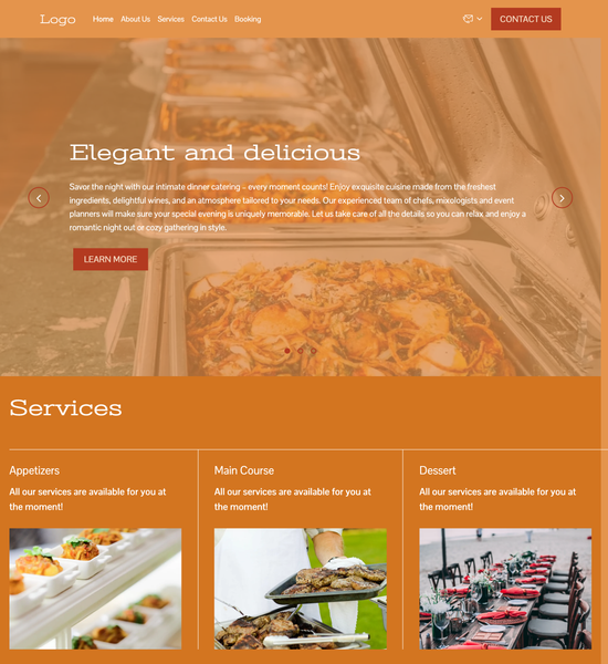 intimate dinner catering template preview