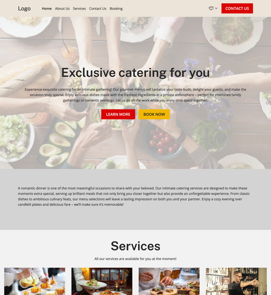 intimate dinner catering template preview