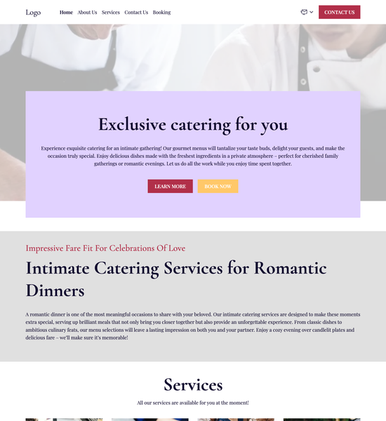 intimate dinner catering template preview