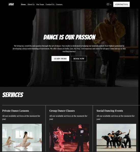 dance studio template preview