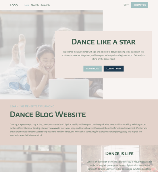 dance blog template preview