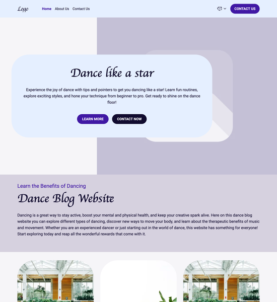 dance blog template preview