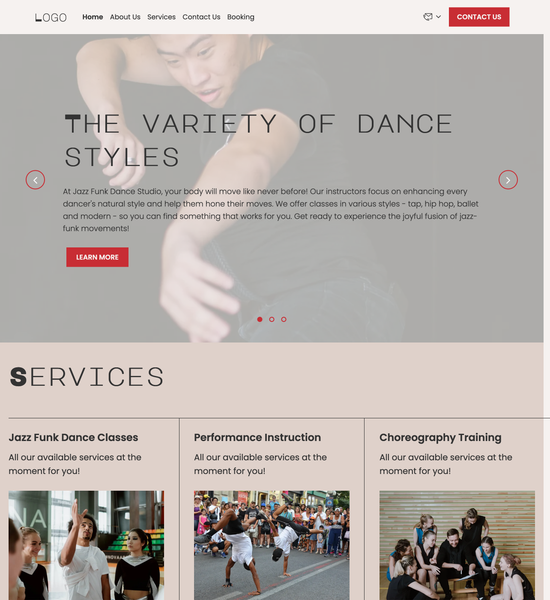 jazz funk dance studio template preview