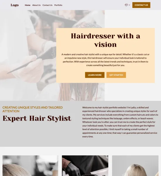 hair stylist portfolio template preview