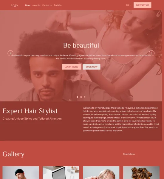 hair stylist portfolio template preview