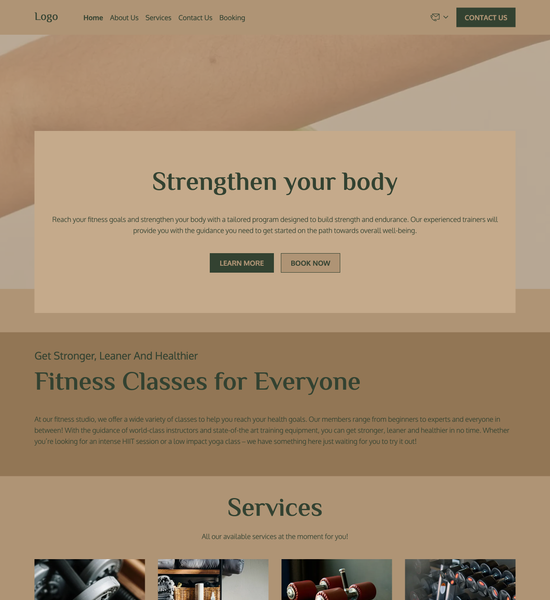 fitness studio template preview