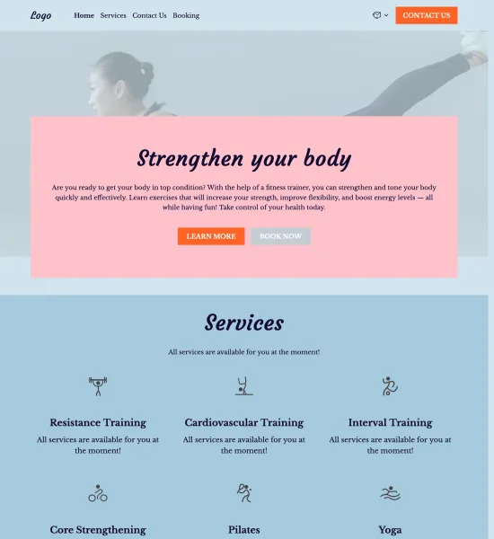 fitness trainer template preview