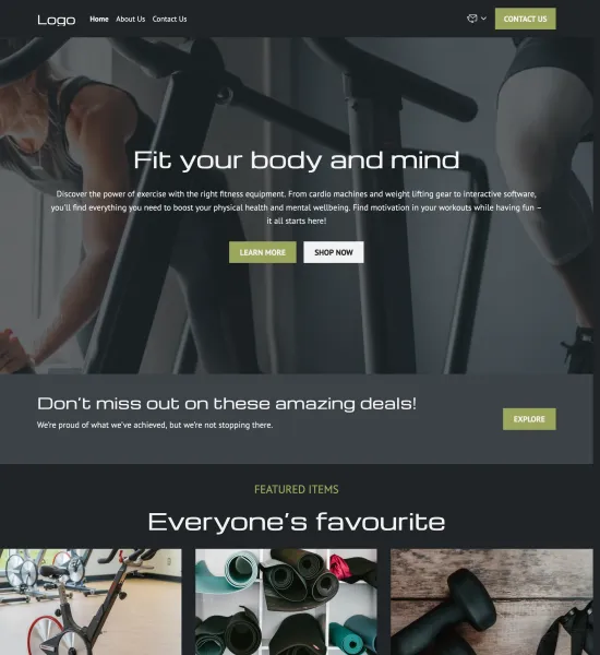 fitness equipment store template preview