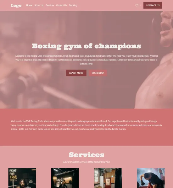 boxing club template preview