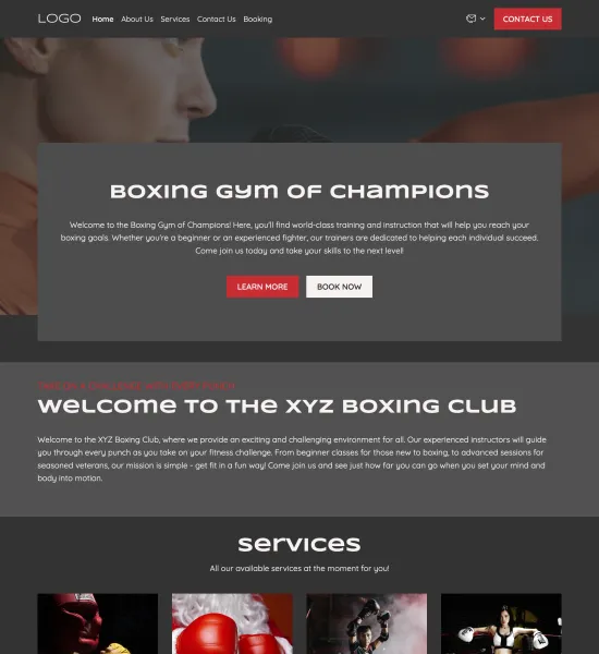 boxing club template preview