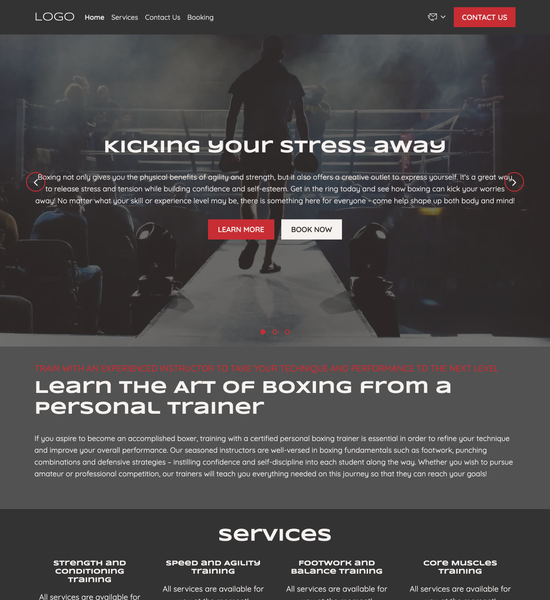 boxing personal trainer template preview