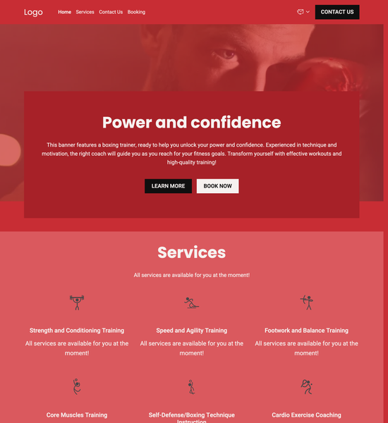 boxing personal trainer template preview