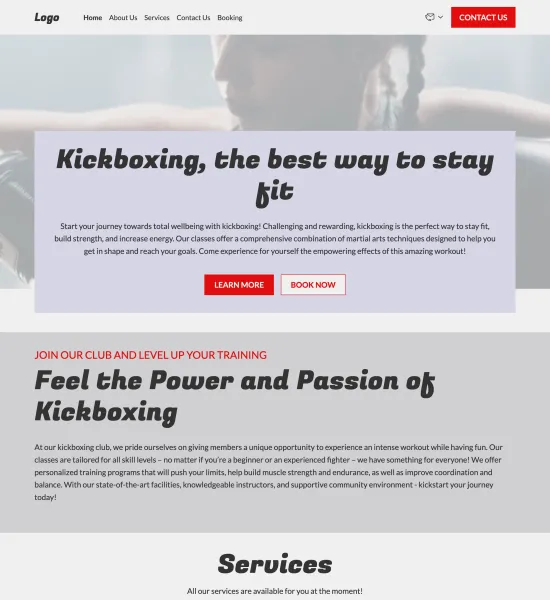 kickboxing club template preview