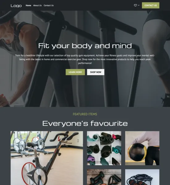 gym equipment store template preview