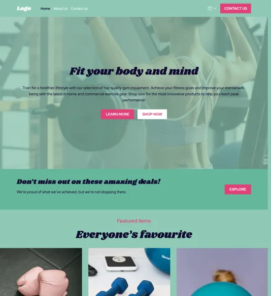 gym equipment store template preview