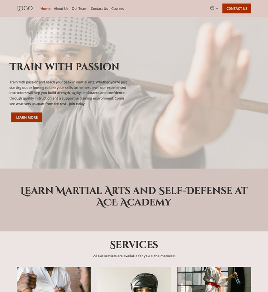 martial arts classes template preview