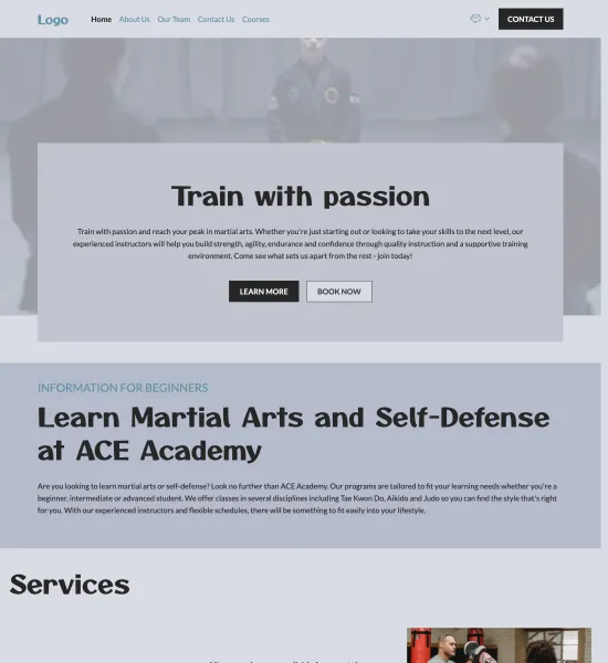 martial arts classes template preview