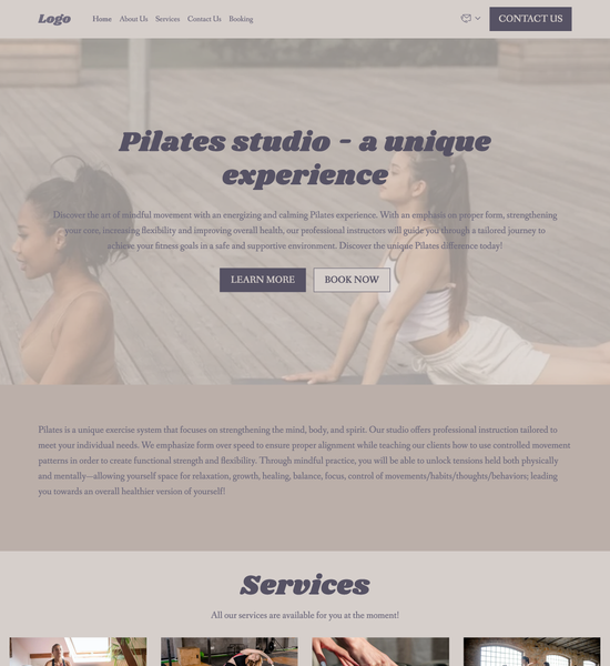 Pilates studio template preview