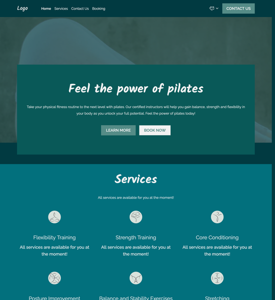 Pilates instructor template preview