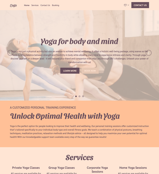 yoga personal trainer template preview