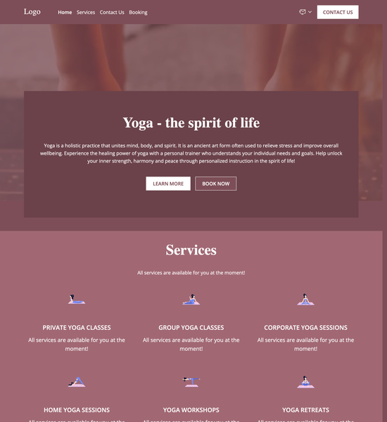 yoga personal trainer template preview