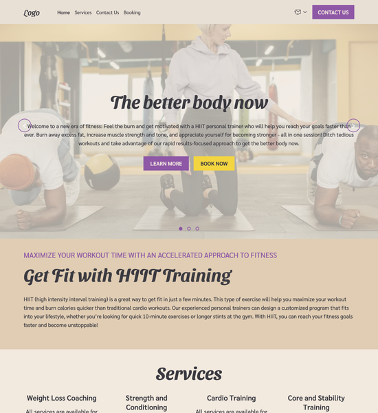 HIIT personal trainer template preview