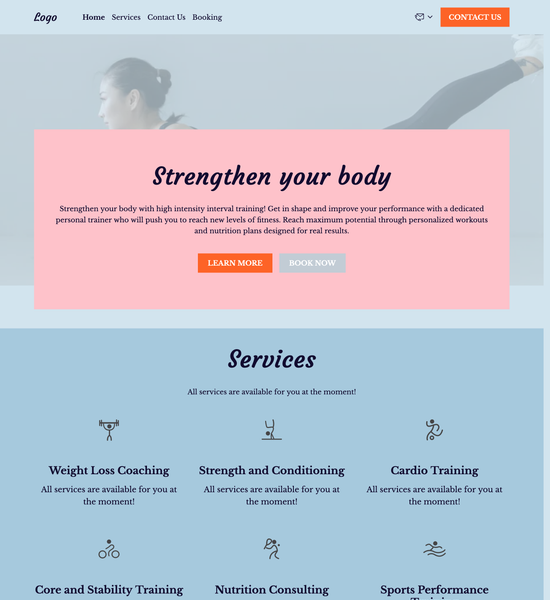 HIIT personal trainer template preview