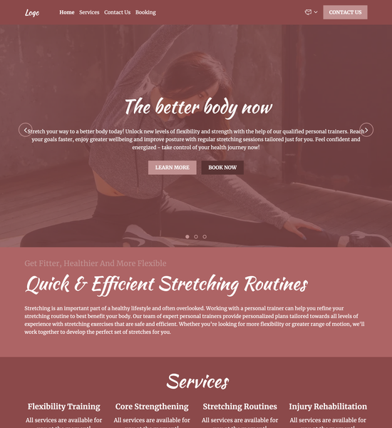 stretching personal trainer template preview