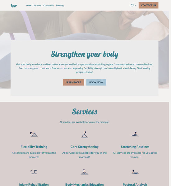 stretching personal trainer template preview