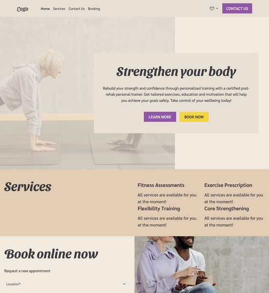 post-rehab personal trainer template preview