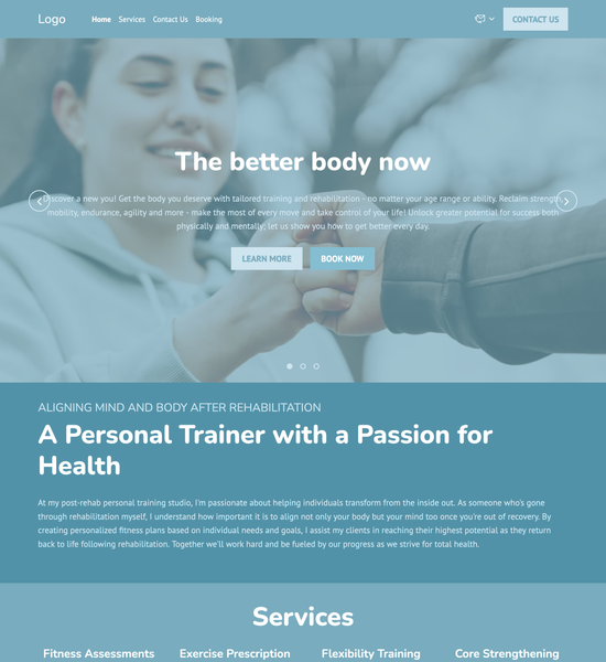 post-rehab personal trainer template preview