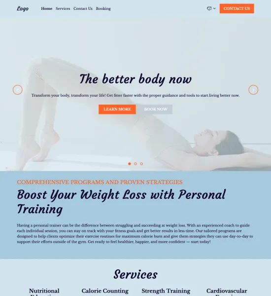 weight loss personal trainer template preview