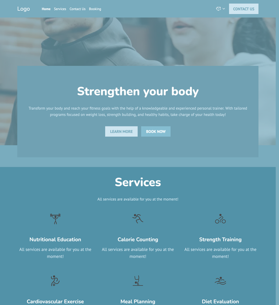 weight loss personal trainer template preview