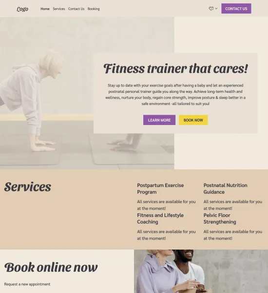 postnatal personal trainer template preview