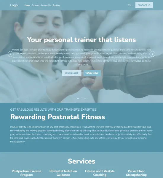 postnatal personal trainer template preview