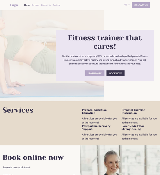 prenatal personal trainer template preview