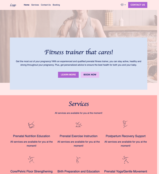 prenatal personal trainer template preview