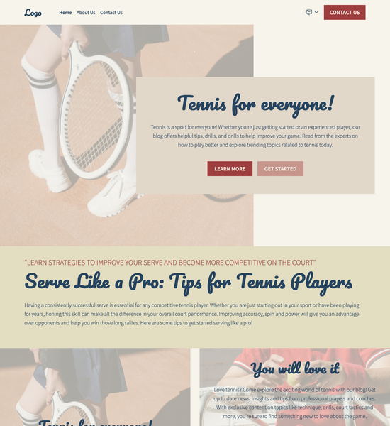 tennis blog template preview