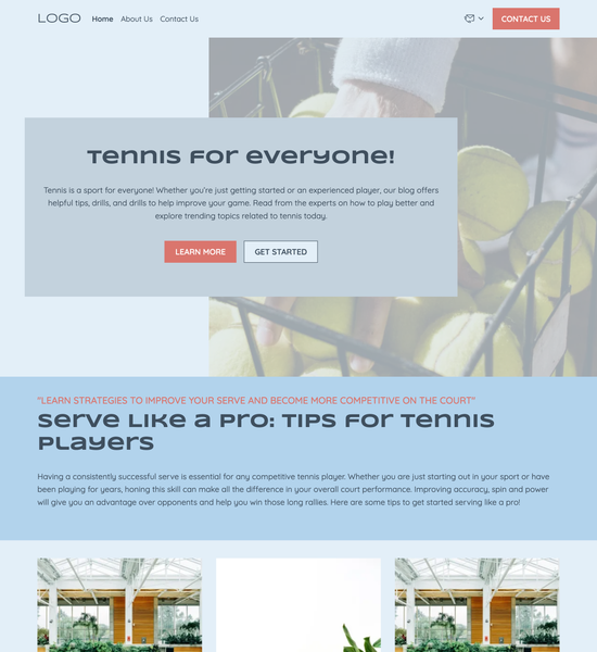 tennis blog template preview