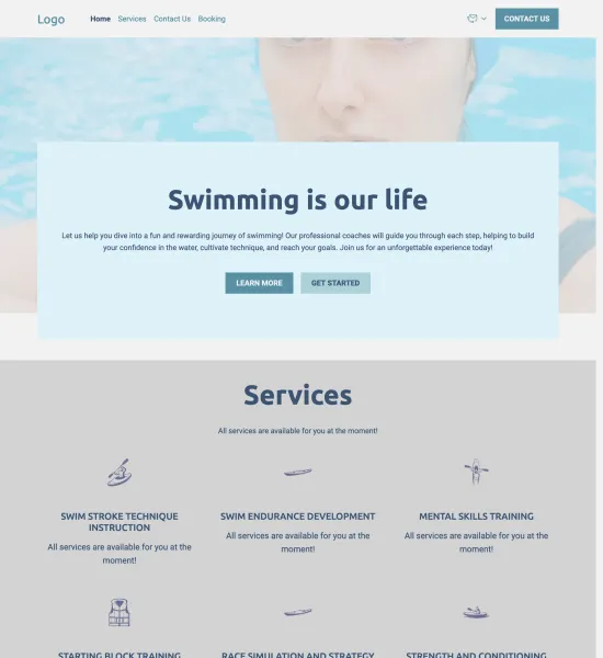 swimming coach template preview