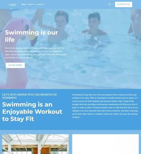 swimming blog template preview