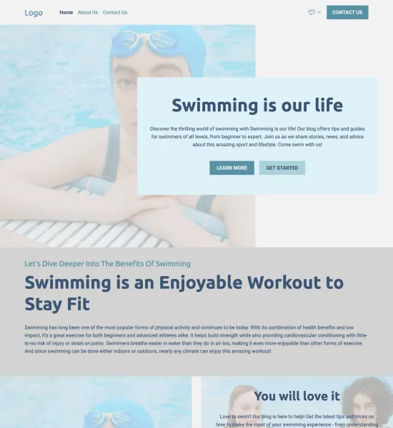 swimming blog template preview