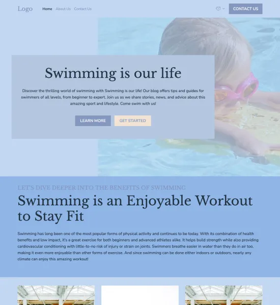 swimming blog template preview