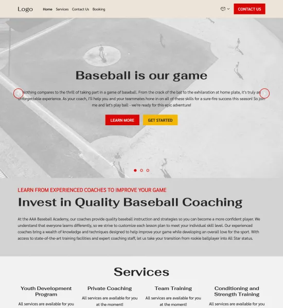 baseball coach template preview