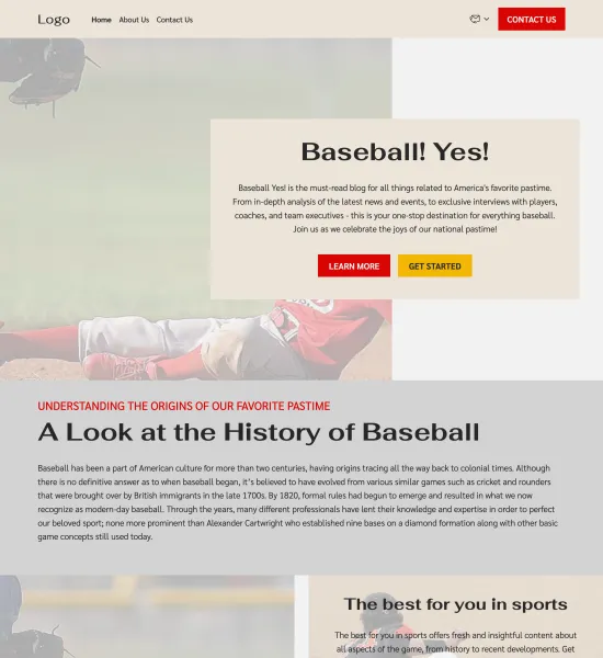 baseball blog template preview